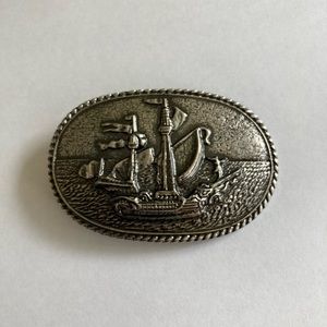 Vintage Brass Ship Belt Buckle